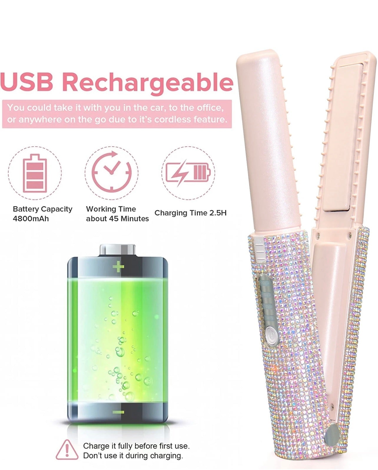 Rhinestone Mini Hair Straightener